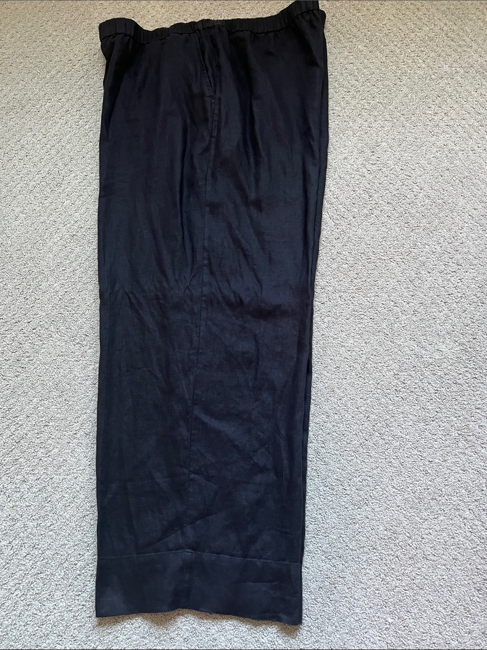 Eileen Fisher Women’s Black LINEN wide leg pants with pockets-great condition
